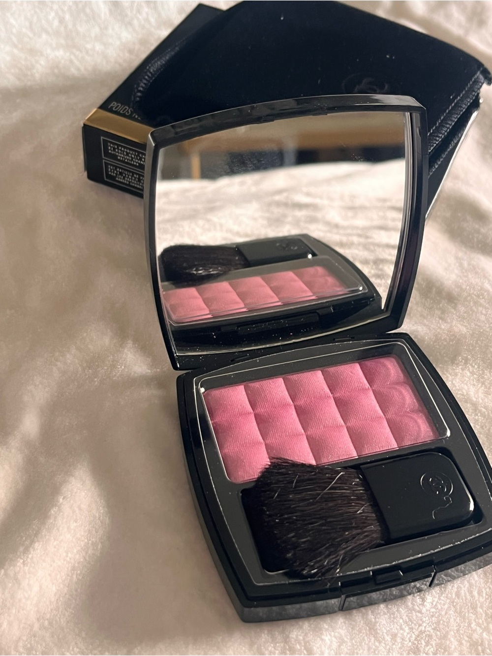 CHANEL Pink Quilted Cheek Blush Compact with Brush